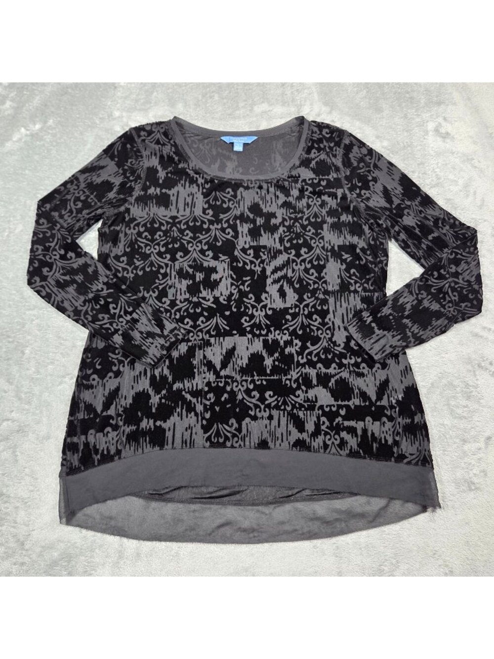 Simply Vera Wang Top Large Black Velvet Floral Burnout Fairy Goth Whimsigoth